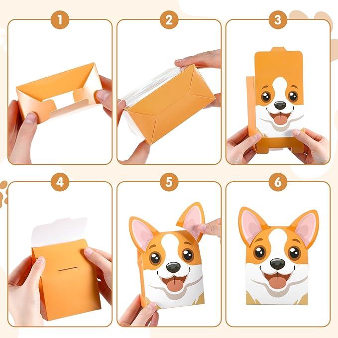 YooNotee 36 Pcs Dog Party Favors Boxes Puppy Theme Birthday Goodie Boxes Candy Gift Bags Cute Dog Party Favor Gift Case for Doggie Birthday Baby Shower Vbs Wedding Decorations