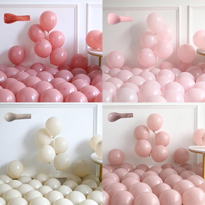 144Pcs Boho Baby in Bloom Balloon Arch Kit, Baby Shower Decorations, Vintage & Dusty Pink Sandy White Balloons with BABY Letter Boxes, Boho Floral Party Supplies for Baby Shower Gender Reveal Birthday