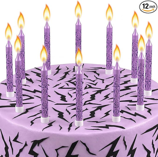 Conelist 12 Pcs Kpop Themed Birthday Candles Purple Lightning Birthday Decorations Cartoon Movie Cake Toppers for Kpop Themed Party Supplies