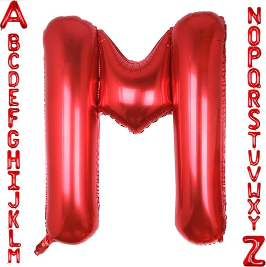 AULE red Letter Balloons M 40Inch Large Giant big Foil Mylar red M Balloon for Birthday Aniversary Party Decorations