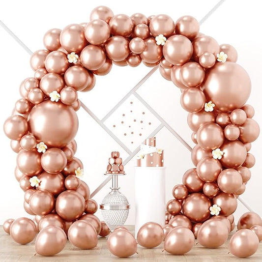 Voircoloria 90pack Rose Gold Balloons Different Size 18/12/10/5 Inch Rose Gold Balloon Garland Arch Kit for Graduation, Wedding, Birthday, Princess Theme Party, Valentine's Day Party Decorations