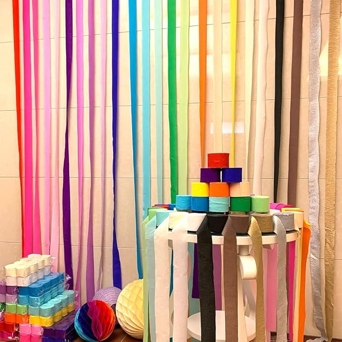 CC wonderland zone Black Gold and Dark Green Decorations,6 Rolls Crepe Paper Streamers for Birthday Decorations,82 feet Long 1.77 inch wid