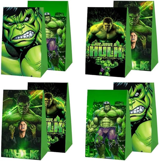 SDONY 12pcs Green Hero Party Favor Gift Bags Goodie Bags, Green Hero Party Supplies for Kids Birthday Decorations