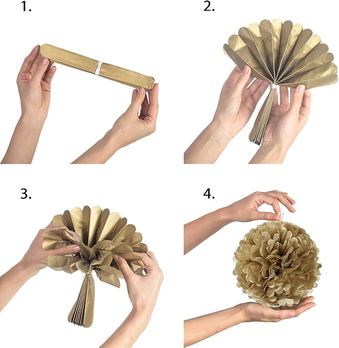 Lightingsky 10pcs Paper Tissue Pom Poms DIY Flowers Ball for Wedding Party Home Decoration (4 inch, Gold)