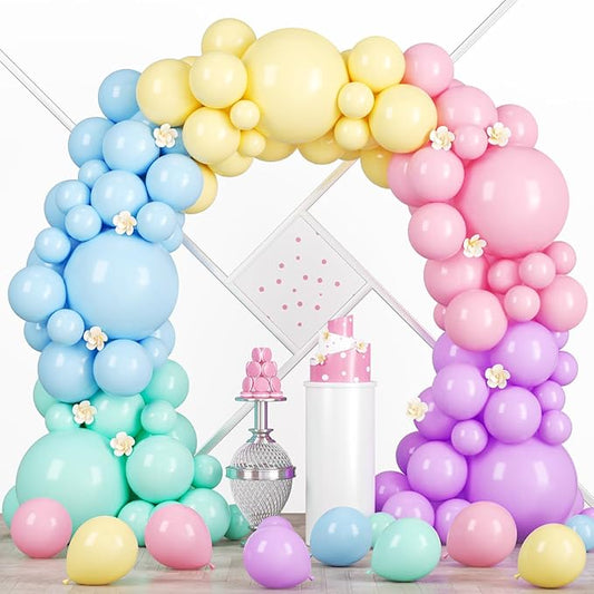 Voircoloria 95pack Pastel Balloons Different Size 18/12/10/5 Inch Pastel Balloon Garland Arch Kit for Graduation, Wedding, Birthday, Princess Theme, Easter, Baby Shower, Anniversary Party Decorations
