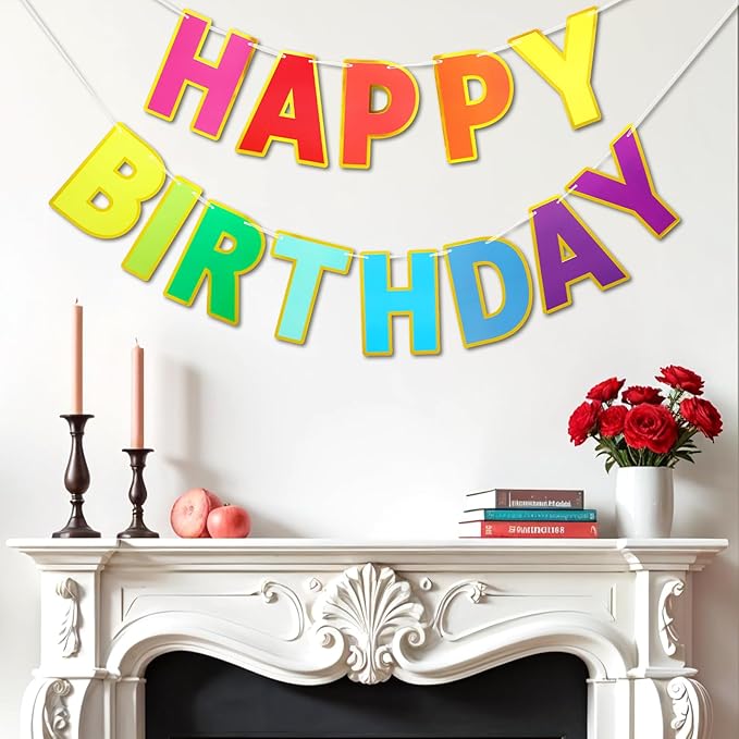 Happy Birthday Banner - 9ft Pre-Strung Happy Birthday Sign for Women, Men, Girls, Boys - No DIY Birthday Decorations & Party Supplies(Colorful)