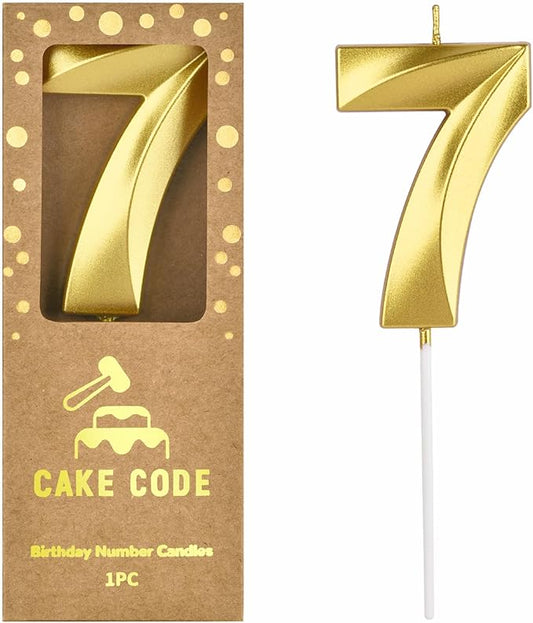 2.76 Inch Diamond Gold 7 Number Birthday Candles, Gold & Cake Number Candles, Party Celebration