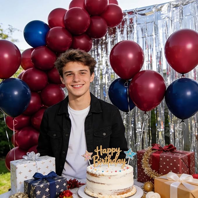 110pcs Burgundy Red Balloon 12 Inch, Burgundy Red Latex Balloons for Birthday Party Baby Shower Wedding(with 2 Ribbons).