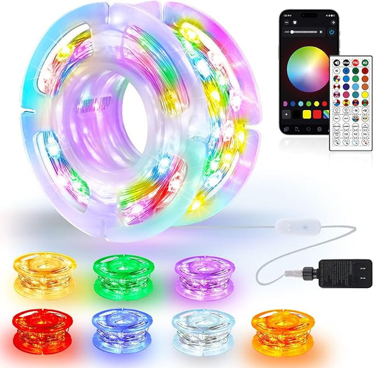 66FT 200 LED Smart String Lights, Plug in Fairy Lights with APP & Remote Control, Music Sync, RGB Warm White, Timer, Twinkle Lights for Bedroom Walls Holiday Party Decorations
