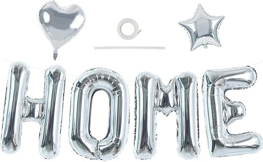 TONIFUL 40 Inch Silver HOME Letter Balloon, Large Decoraction for Housewarming, New Home Parties and Homecoming Celebrations,Premium Silver Balloon Banner for Welcome Sign and Party Supplies