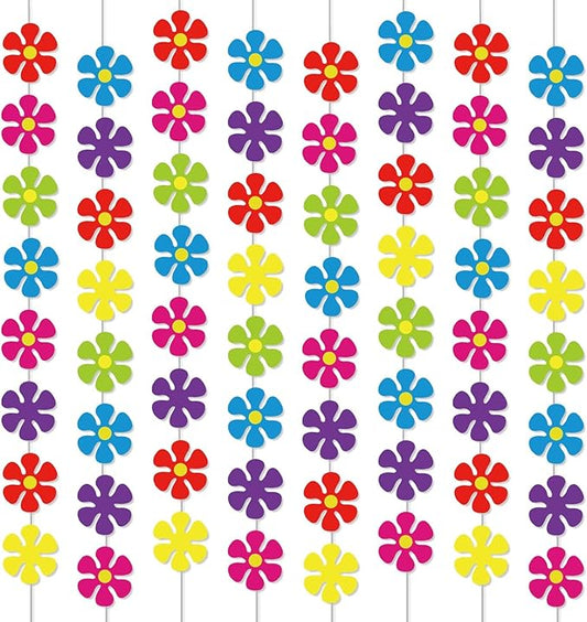 12 Packs Flower Paper Garland kit Decorations Spring Hippie Flower Paper Cutouts 60's Hippie Party Banners Groovy Hanging Swirl Peace and Love for Birthday Party Baby Shower Home Favor Supplies
