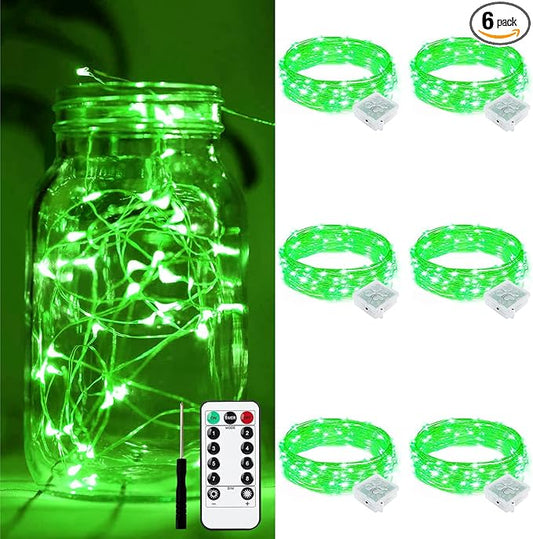 ZGWJ 6 Pack Fairy Lights Battery Operated with Remote, 7ft 20 LED Mini Fairy String Lights with Timer 8 Lighting Modes Waterproof for Halloween Christmas Tree DIY, Parties, Bedroom Decorations Green