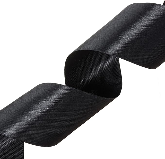 YASEO 2 Inch Black Solid Satin Ribbon, 50 Yards Craft Fabric Ribbon for Gift Wrapping Floral Bouquets Wedding Party Decoration