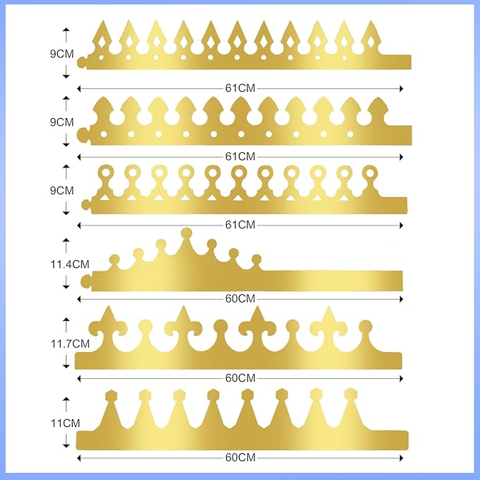 36 Pieces Paper Crowns Golden Party Crowns Princess Prince Crown Birthday Party King Hats for Adults