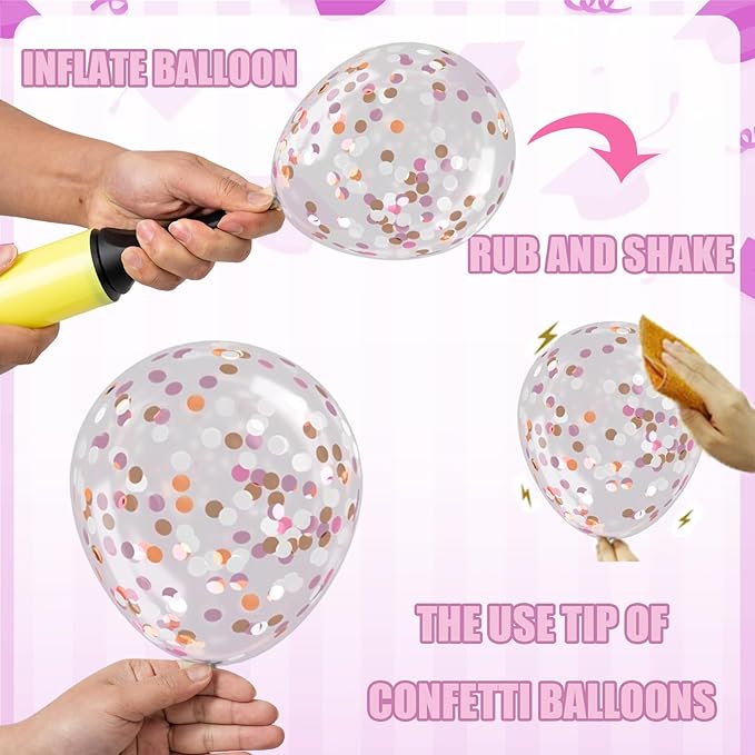 2026 Graduation Party Decorations, 68pcs Light Pink White Metallic Pink Graduation Balloons Black White Pink Confetti Balloons for College High School Class of 2026 Congrats Grad Party Decor