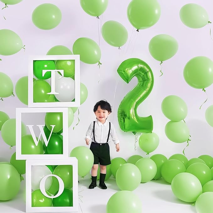 Green Number 2 Balloon 40 Inch, Big Large Foil Helium Number Balloons, Jumbo Giant Mylar Number 2 Balloons for 2 Second Birthday Party Decorations Supplies Anniversary Celebration