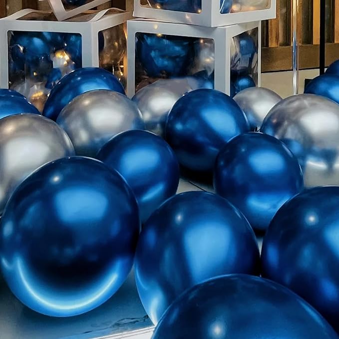 Voircoloria 90pack Metcllic Blue Balloons Different Size 18/12/10/5 Inch Metcllic Blue Balloon Garland Arch Kit for Graduation, Wedding, Birthday, Valentine's Day Party Decorations