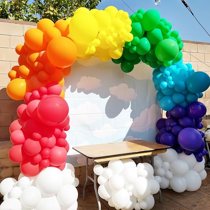 Voircoloria 98pack Rainbow Balloons Different Size 18/12/10/5 Inch Rainbow Colorful Balloon Garland Arch Kit for Graduation, Wedding, Birthday, New Year, Anniversary Party Decorations