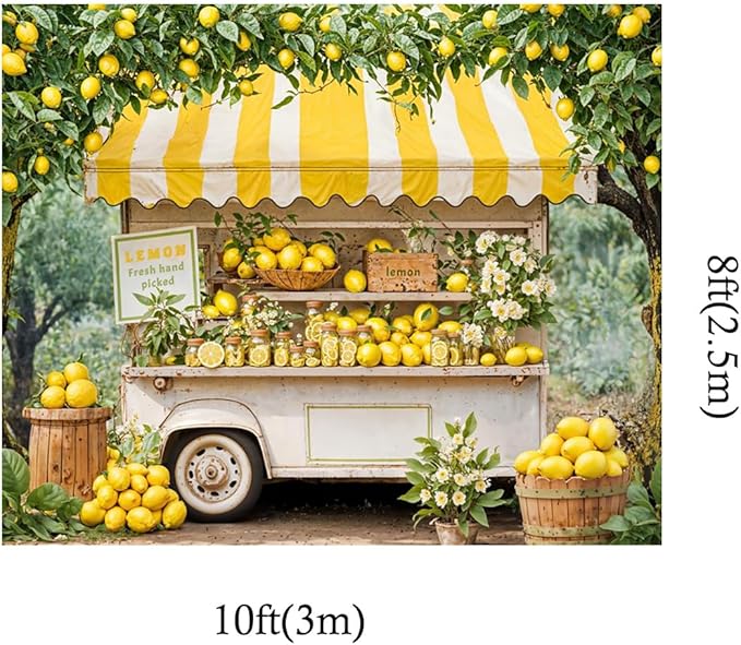 Kate 10x8ft Lemon Shop Backdrops for Photography Fresh Hand Picked Lemon Background Fresh Lemonade Backgrounds Baby Gilrs Portrait Studio Backdrop