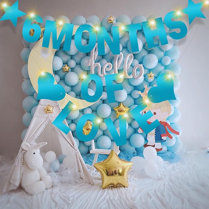 175Pcs DIY Glitter Customizable Banner Kit Happy Birthday Custom Letters Banner Happy New Year Personalized Banners Decor Christmas Baby Shower Birthday Party Decoration Supplies(Shiny Light Blue)