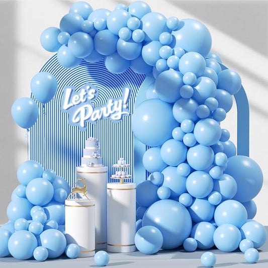 Awenztech 120pcs Light Blue Balloon Arch Kit, 18 12 10 5 inch Pastel Baby Blue Latex Balloons Different Sizes Balloon Garland for Graduation Baby Shower Gender Reveal Birthday Party Decorations