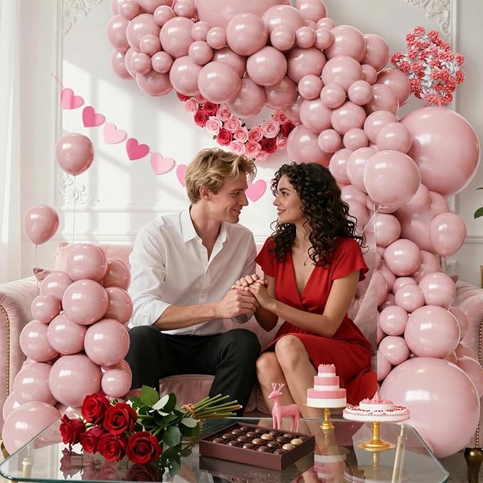 Dusty Pink Balloons Arch Kit,130pcs Blush Pink Balloon Garland,Different Sizes Pink Latex Balloons for Wedding,Birthday Party,Baby Shower,Gender Reveal,Anniversary Decorations