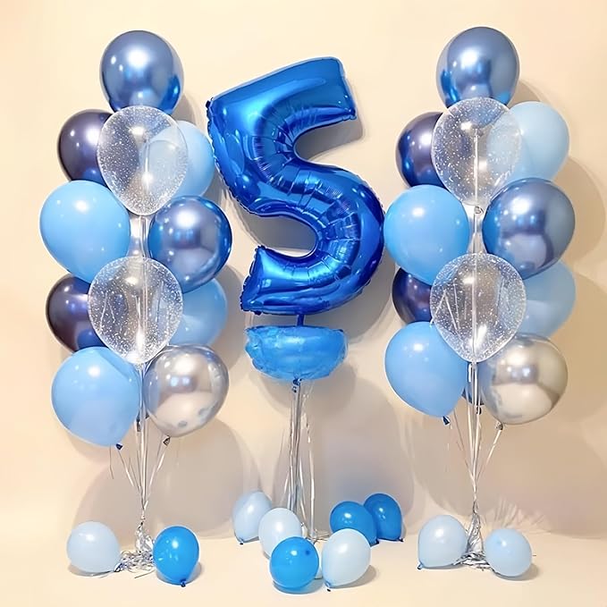 Blue Foil Balloon Number 8, 40'' Giant Self Inflating Number Balloons Set 0-9, Large Number 8 Digital 8 Helium Balloon for Boys Men 8th 18th Birthday Graduation Anniversary Party Decorations Supplies