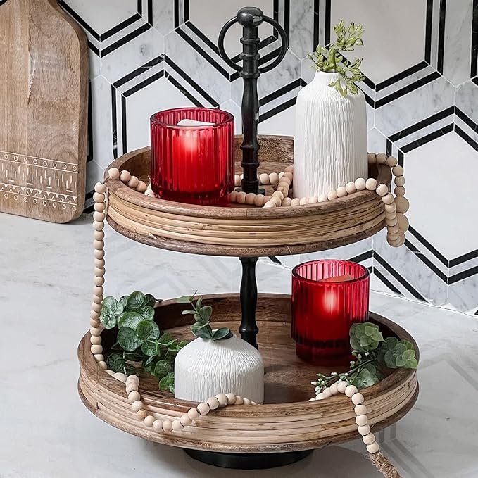 Kate Aspen 24PCS Vintage Ribbed Red Glass Tealight & Votive Candle Holders, Fall Decor, Boho Decor, Shelf Decoration for Wedding, Bachelorette, Bridal Shower & Anniversary