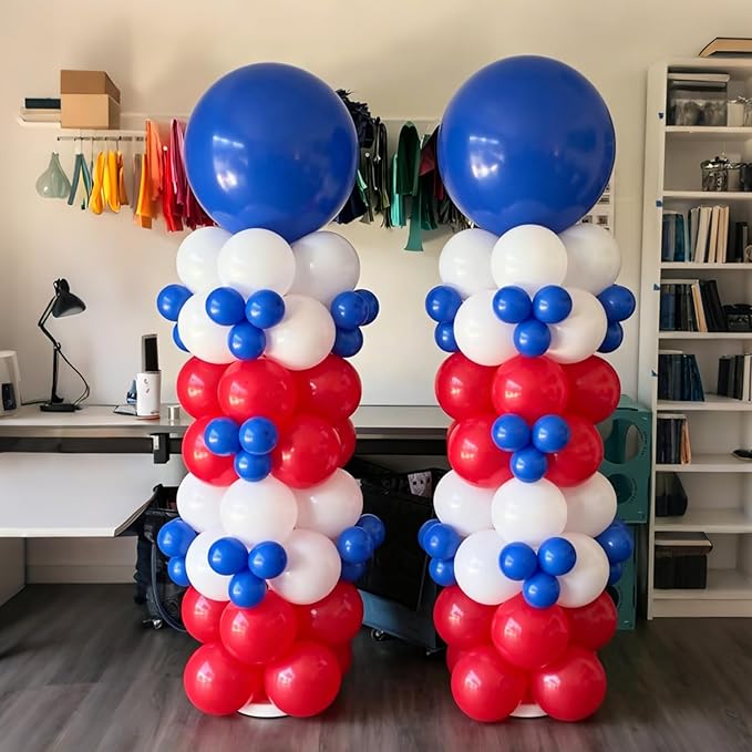 Lukiituke Red and Blue Balloon Arch Kit, 134Pcs Red White and Blue Balloons, 4 Sizes 4th of July Balloons for Independence Day Patriotic Memorial Day Birthday Party Decorations