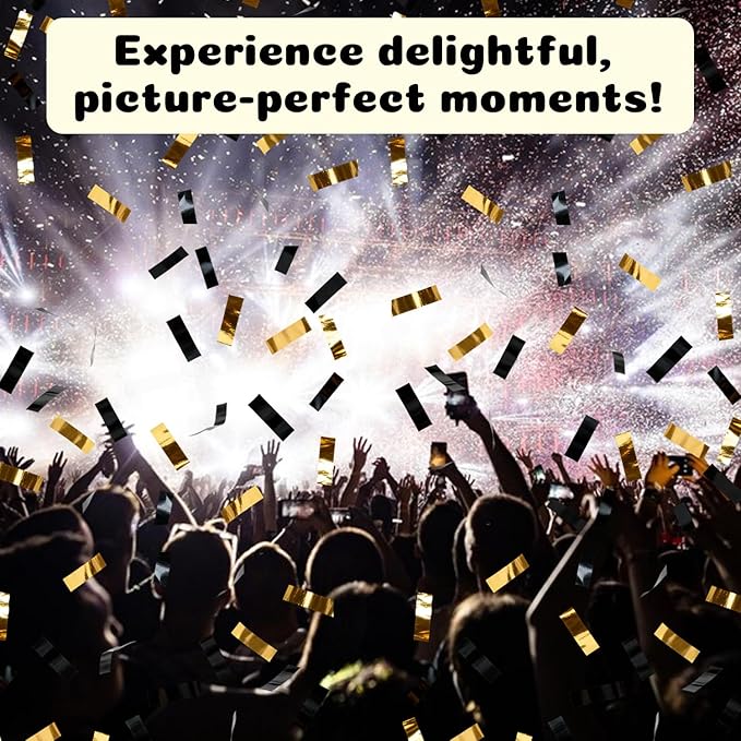 Confetti Poppers 12 Pack Confetti Cannon Black and Gold Party Confetti 12 inch Metallic Foil Golden Black Confetti Party Poppers Confetti Shooters for Birthday Wedding Graduation Christmas New Year