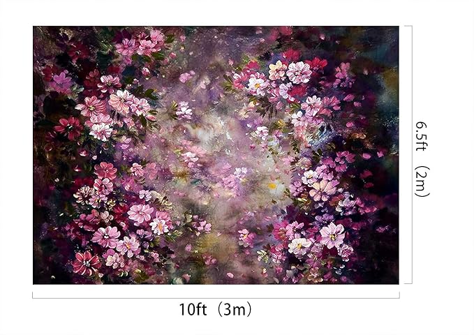 Kate 10x6.5ft Microfiber Spring Backdrop for Photography Abstract Painting Pink Flowers Photo Background Wedding Birthday Party Decoration Backdrops