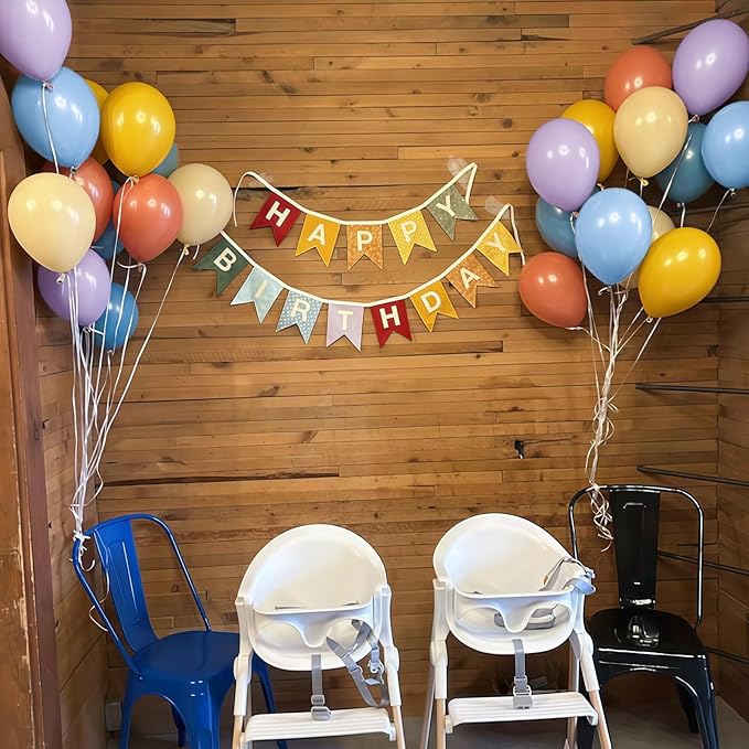 Boho Rainbow Balloon, Retro Dusty Baby Blue Orange Dark Light Yellow Pastel Lavendar Mutilcolor Balloon Assorted Colorful Muted Balloons for Kids Birthday Baby Shower Summer Safari Party Decorations