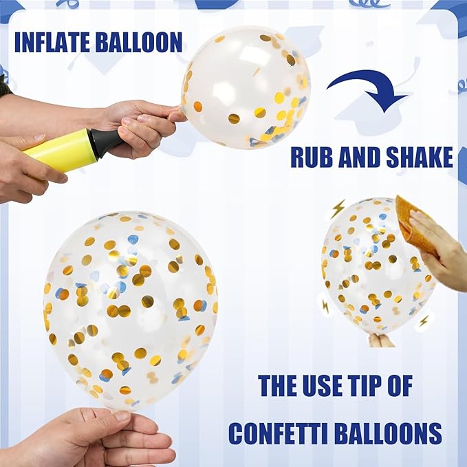 2026 Graduation Party Decorations, 68pcs Graduation Balloons Blue and Gold Grad Decorations for College High School Class of 2026 Congrats Grad Party Decor