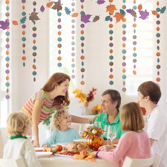 Cheerland Fall Leaf Party Decorations Thanksgiving Garland Backdrop Maple Leaves for Autumn Weddings Woodland Baby Shower Fall Birthday and Harvest Festival Hanging Decor Office Party Supplies