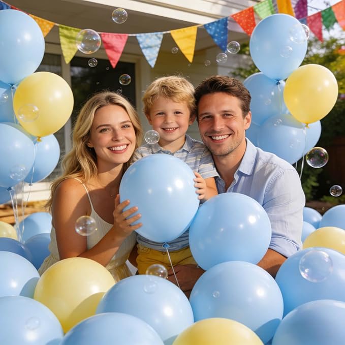 110pcs Pastel Blue Balloon 12 Inch, Pastel Blue Latex Balloons for Birthday Party Baby Shower Wedding(with 2 Ribbons).