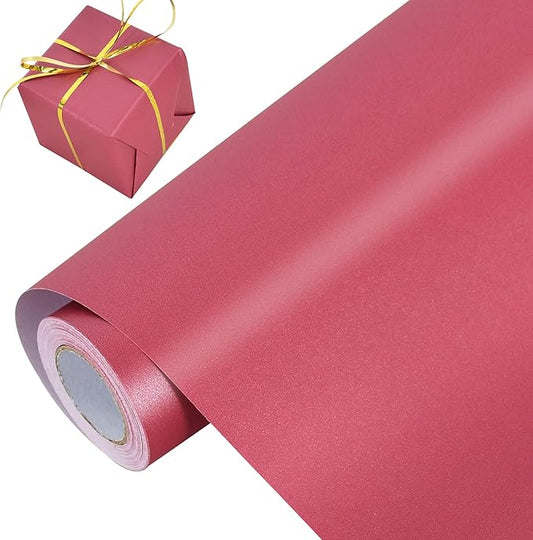 BEISHIDA Wine Red Gift Wrapping Paper Solid Color Pearly-Lustre Wrapping Paper Roll Matte Gift Wrap Paper, Packing Paper for Wedding, Birthday, Graduation, Christmas Wrapping Paper(17inches X 32.8ft)