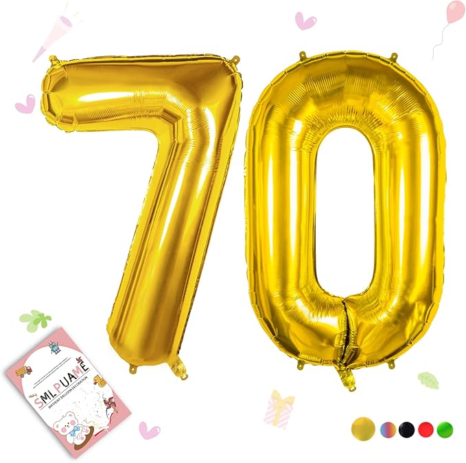 40 inch Number Balloon 0-9 Gold Large Number 70 Balloons,Digital Balloons for Birthday Party Celebration Decorations Supplies, Helium Foil Number Balloons for Wedding Anniversary
