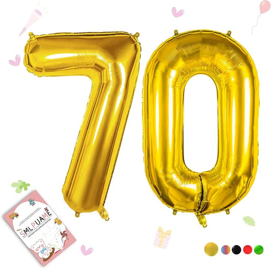 40 inch Number Balloon 0-9 Gold Large Number 70 Balloons,Digital Balloons for Birthday Party Celebration Decorations Supplies, Helium Foil Number Balloons for Wedding Anniversary