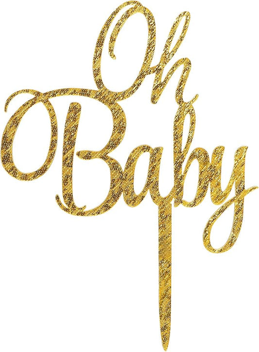 Oh Baby Cake Topper Gold Glitter for Baby Shower Cake Toppers for Boys Oh Cake Topper for Girl Baby Birthday Party Cake Decoration