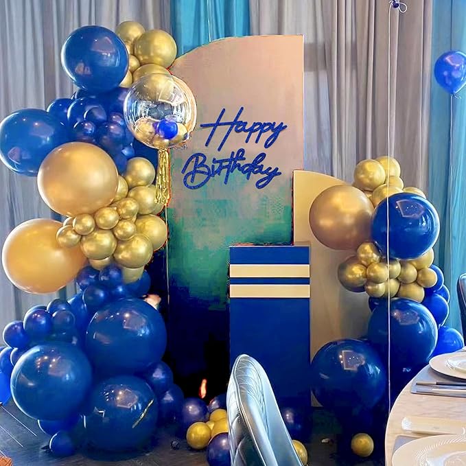 Glitter Happy Birthday Sign for Backdrop - Felt Happy Birthday Large Letters for Banner Arch Party Balloon Wall Backdrop Photography Background Event Decor Supplies - Royal Blue