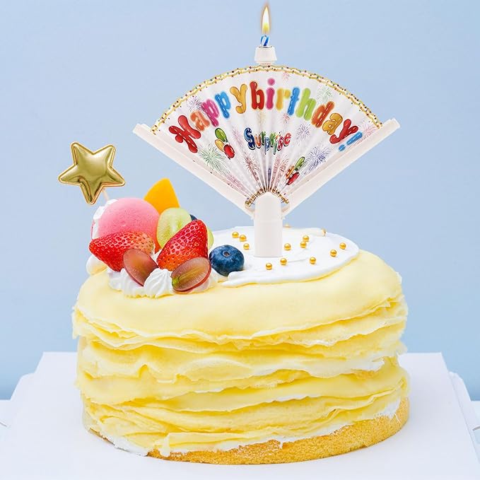 2pcs Novelty Fan Birthday Candle, Pop-up Surprise Clown Candles Funny Cake Topper Cool Fun Candle Trick Candles Creative Happy Birthday for Party Supplies