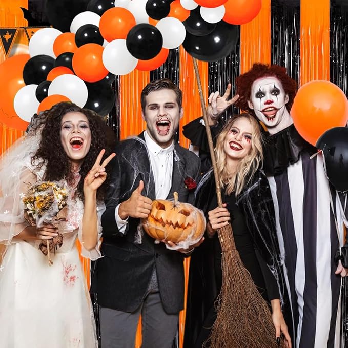 Orange Black White Balloon Garland Arch Kit - Orange Black White Balloons for Retirement Class of 2026 Graduate Congratulations Halloween Birthday Party Decorations