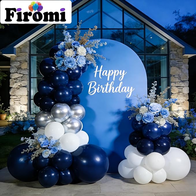 Firomi Navy Blue Balloons 12-inch 100 Pack Big Round Helium Dark Blue Thicken Latex Balloon for Wedding Birthday Graduation Party Backdrop Decorations (with 3 Ribbons)