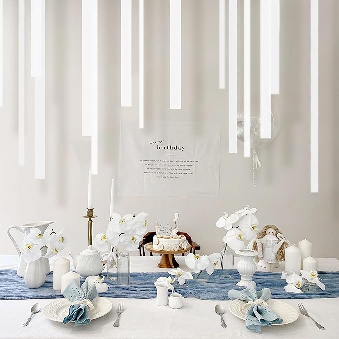 8 Rolls Crepe Paper Streamers, White Streamers Party Decorations for Baby Shower Bridal Shower Wedding Party Birthday Christmas