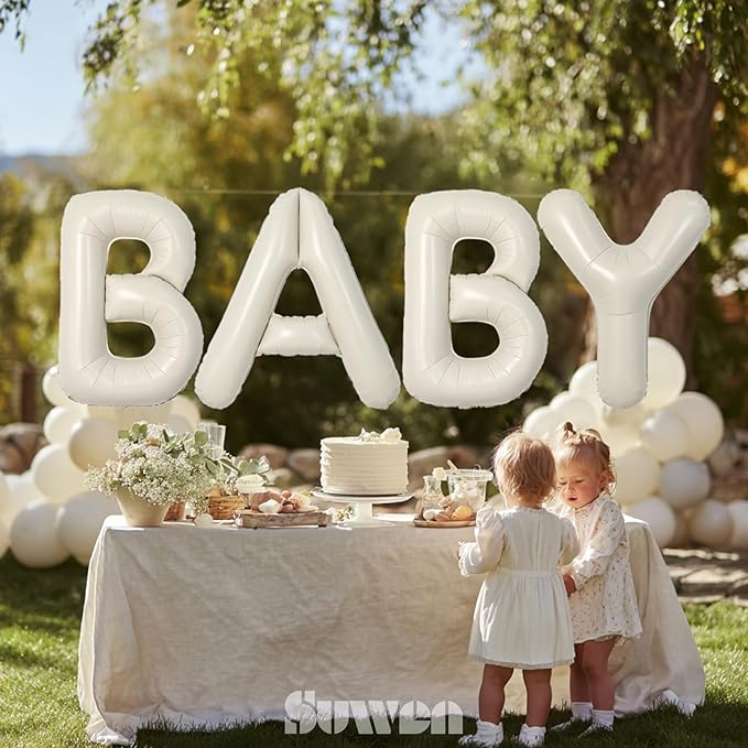 SUWEN 40 Inch Cream Large M Letter Balloons Big Foil Helium Letter Balloons A-Z Jumbo Mylar Happy Birthday Party Decorations for Girl Anniversary Party Supplies