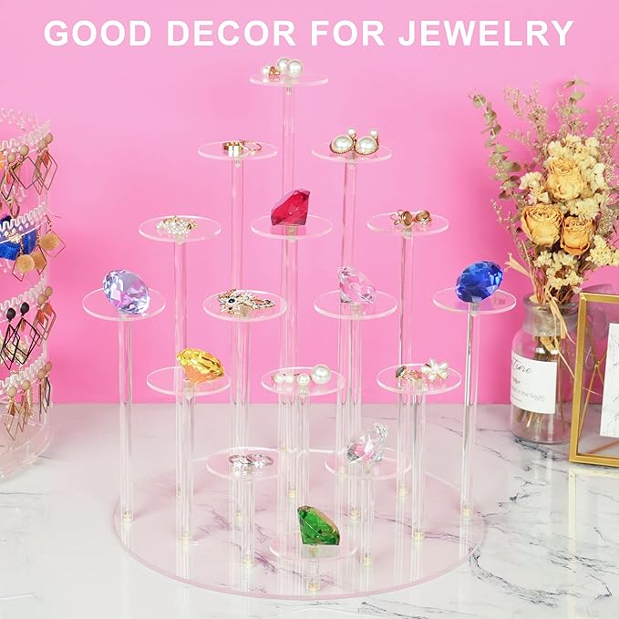 Cupcake Stand with Lights, Blue Cupcake Tower Stand for 16 Cupcakes, Acrylic Cupcake Display Stands for Parties and Dessert Table, Clear Cupcake Holder for Small Collections.