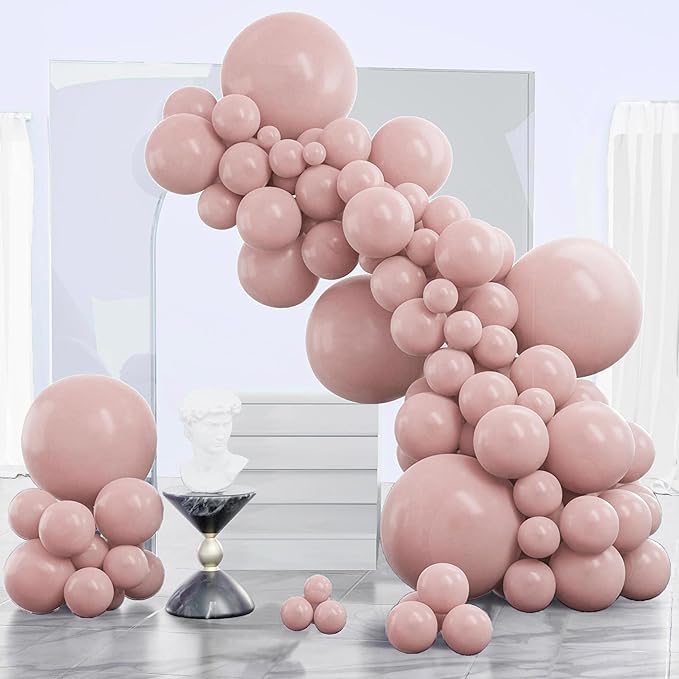 PartyWoo Dusty Pink Balloons 140pcs Different Sizes of 18 12 10 5 Inch Boho Blush Lilac Pink Latex Balloons for Birthday Baby Shower Graduation Anniversary Bachelorette Party Decorations Pink-F54
