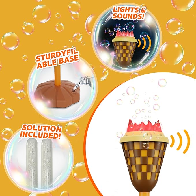 Bubble Machine for Kids, Garden Lamp Bubble Toy with Colorful Lighting and Music for Toddlers, Rechargable Bubbles Blower Maker Outdoor Toys for Halloween Birthday Christmas Party