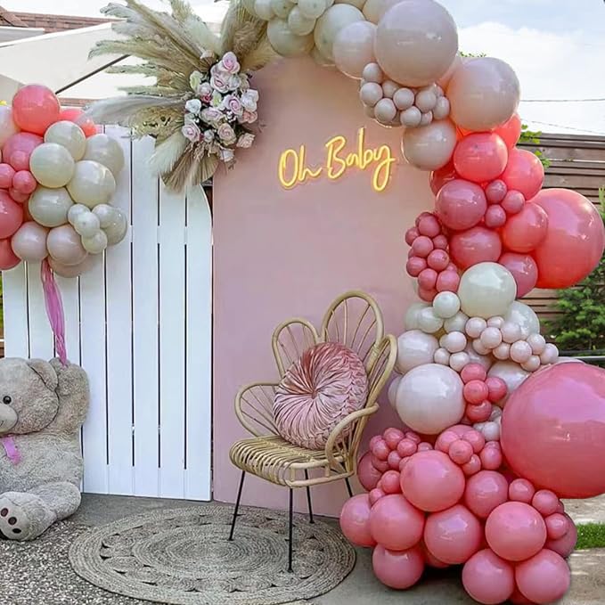134Pcs Retro Rose Red Balloons Different Sizes 5 10 12 18 Inch Retro Rose Red Latex Balloon for Birthday Wedding Baby Shower.