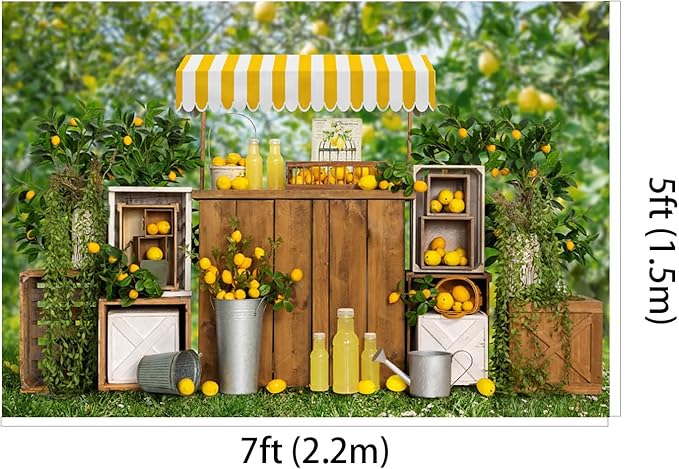 Kate 7x5ft Summer Lemon Shop Backdrops for Photography Lemonade Theme Party Decoration Background Sweet Baby 1st Birthday Party Studio Backdrop
